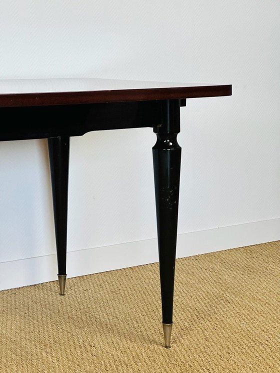 Image 1 of Modernistische eettafel met marqueterie van macassar-ebbenhout, Frankrijk, 1950