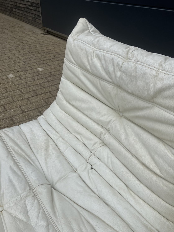 Image 1 of 100% autentico Ligne Roset Togo 1 posto, pelle bianco sporco '87