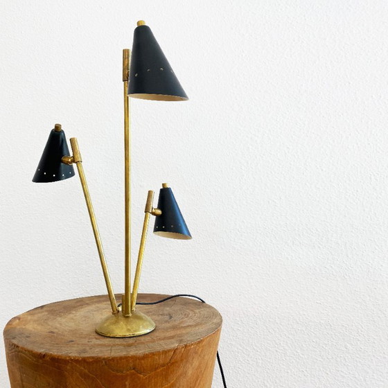 Image 1 of Lampada italiana in ottone a tre teste, design anni '50