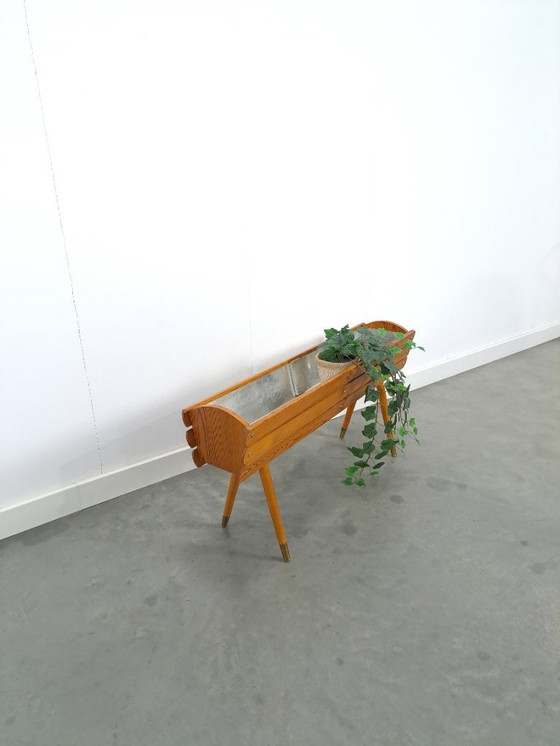 Image 1 of Plantentafel, bloempot uit Zweden met gouden pootjes