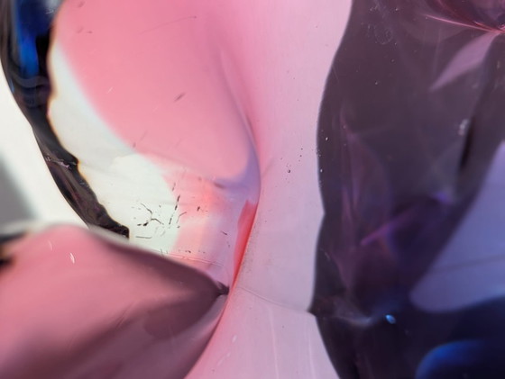 Image 1 of Grote asbak/zak tulp, paars en blauw, Murano Sommerso glas, Italië, 1970