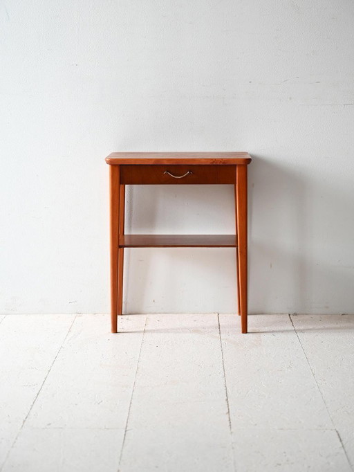 Comodino scandinavo in teak e mogano degli anni '50