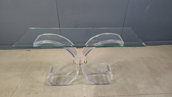 Image 1 of Konsolentisch aus Messing und Acrylglas, 1970er Jahre