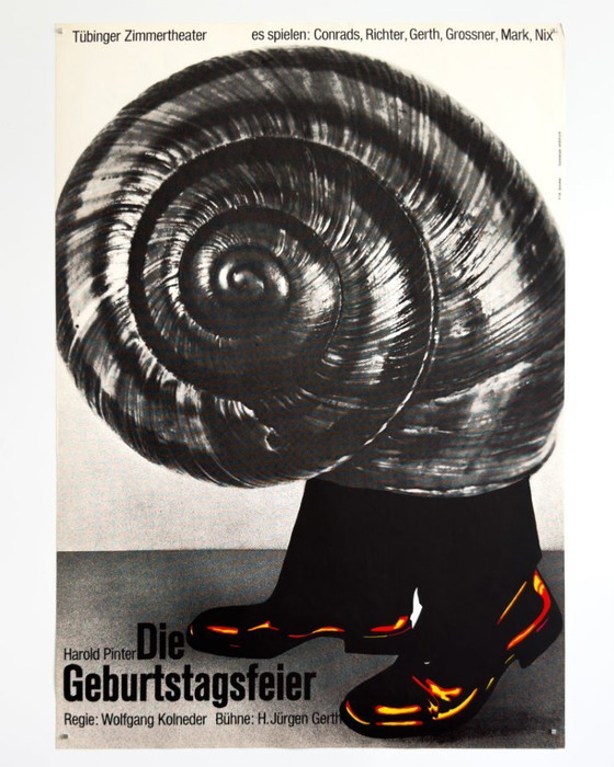 Image 1 of 🎭Die Geburtstagsfeier – c.1970 – Original Poster by F+R Grindler for Tübinger Zimmertheater | 84 × 59 cm | West Germany