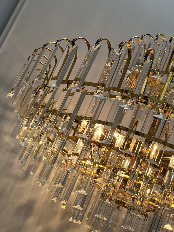 Image 1 of Set Of 2 Large Size Hand Cut Crystal Chandeliers 1970s Mid - Century Style