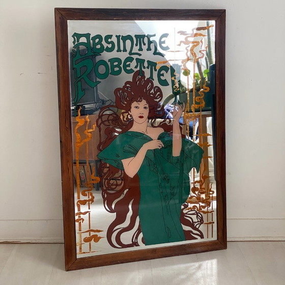 Image 1 of Absinth Robette Jugendstil Werbung Bemalter Spiegel