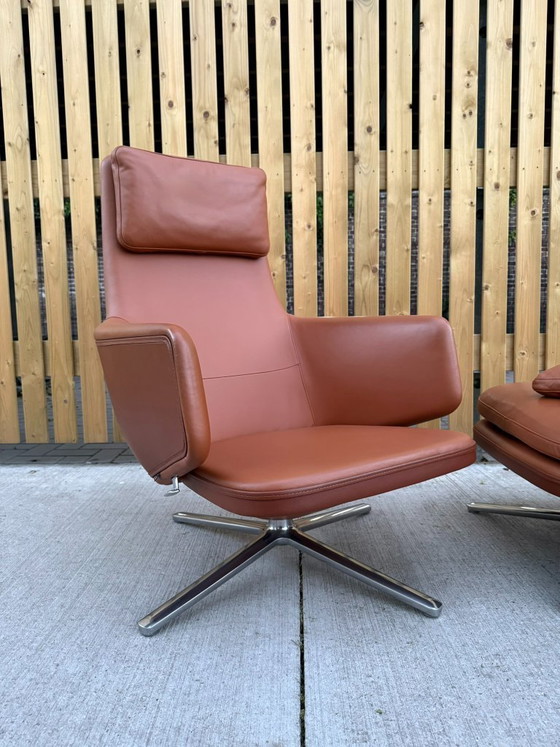 Image 1 of Vitra Grand Relax armchair with ottoman in cognac leather