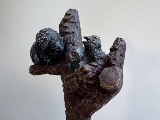1x Scultura vintage in resina raffigurante un uccellino con i suoi piccoli - Decorazione da parete (photo 5 of 7)