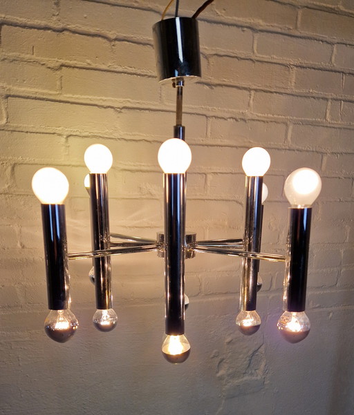 Verchromte Pendelleuchte von Gaetano Sciolari für Boulanger, 1960