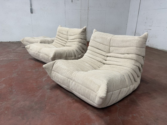Ligne Roset Togo 2x 1zit + Ottoman in Beige Corduroy Nieuwstaat 10/10!! – Fauteuils, Textile (photo 3 of 15)