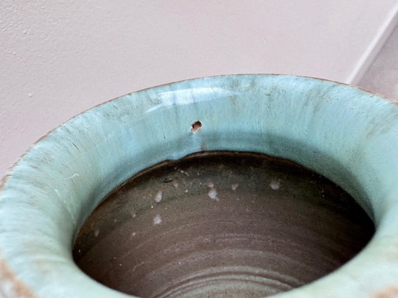 Image 1 of Vintage turquoise Wim Visser voor Sphinx keramiek vaas