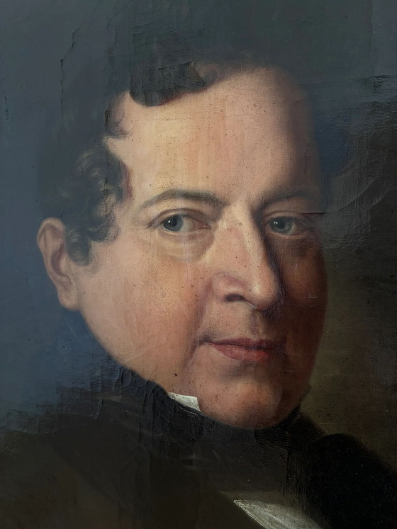 Image 1 of Peinture à l'huile originale ancienne représentant un ténor d'opéra allemand, grand portrait du XIXe siècle