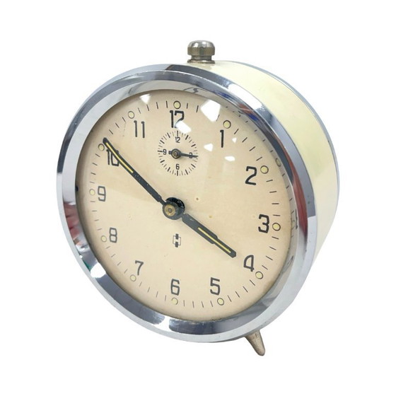 Image 1 of Vintage mechanische wekker van Haller, Duitsland, jaren 60, crèmekleurig, werkend.