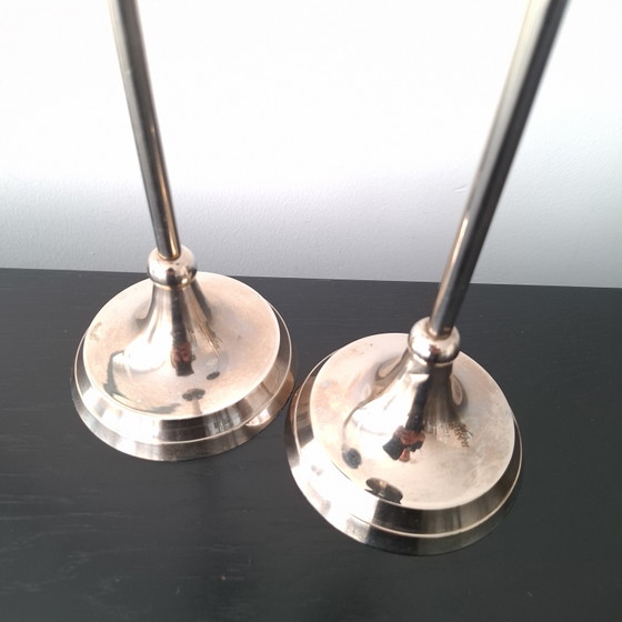 Image 1 of 2x vintage kandelaar verzilverd Art Deco stijl