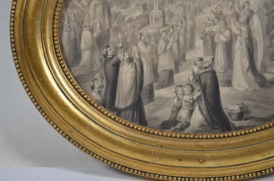 Early 19th Century French School "The Procession" Wash on Pencil Drawing – Paintings & Drawings, Paper (photo 7 of 11)