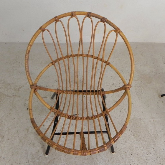 Image 1 of Juego de 2 sillas infantiles de ratán y bambú Rohe Noordwolde, años 50