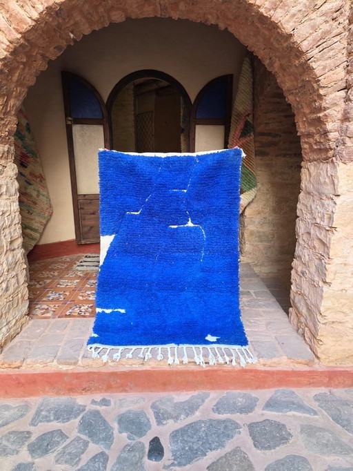 Blauer Beni Ourain Teppich 150 x 100