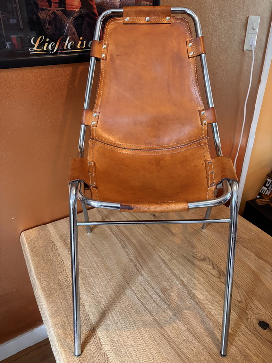 Image 1 of 2 les Arcs stoelen cognackleurig leer met chroom