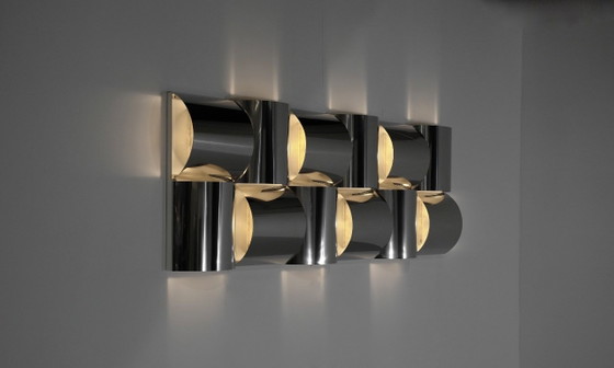 Image 1 of Applique Murale en Acier Inoxydable et Métal, de Style Contemporain