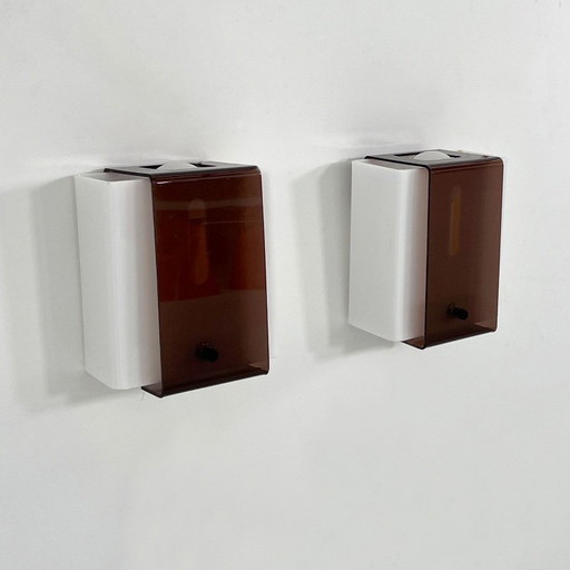 Pair of Space Age Smoke Wall Lamps in Plexiglass, 1970s