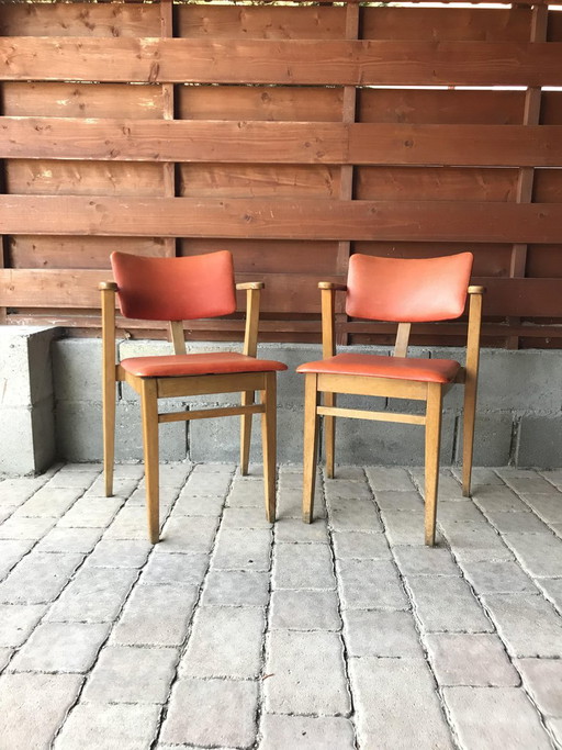 Juego de Sillas Rojas Art Déco Estilo Lajos Kozma, Años 40