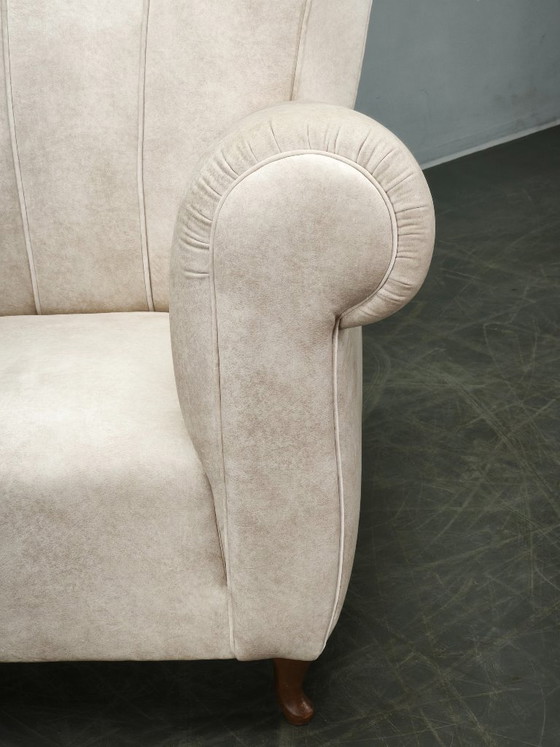 Image 1 of Italian Lounge Armchair in Beech Wood, Newly Upholstered, 1950s