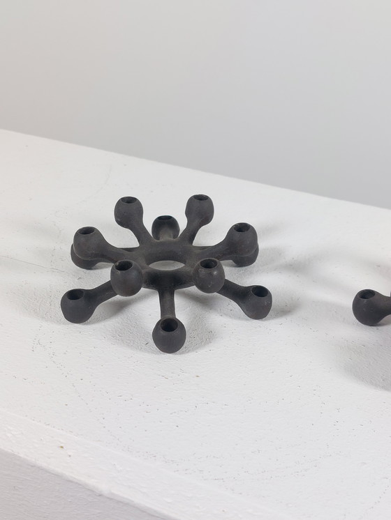 Image 1 of Pair of vintage mid-century Jens Quistgaard metal candlesticks, Denmark