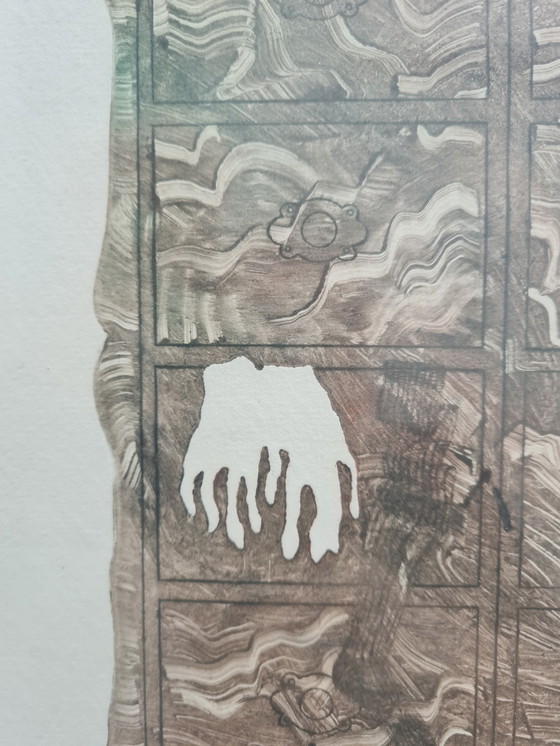 Image 1 of Lithographie signée « cabinet bleu », encadrée