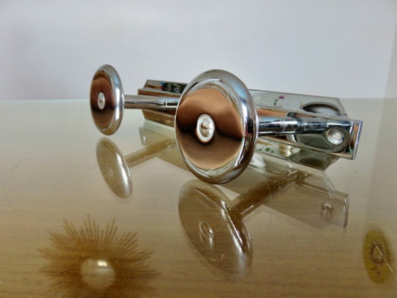 Image 1 of Art Deco wandkapstok van verchroomd messing, Frankrijk, jaren 1940-1950
