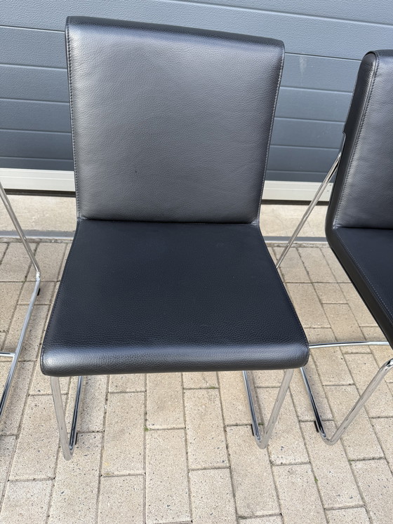 Image 1 of 8x Leolux dining chairs Black leather in MINT CONDITION!!