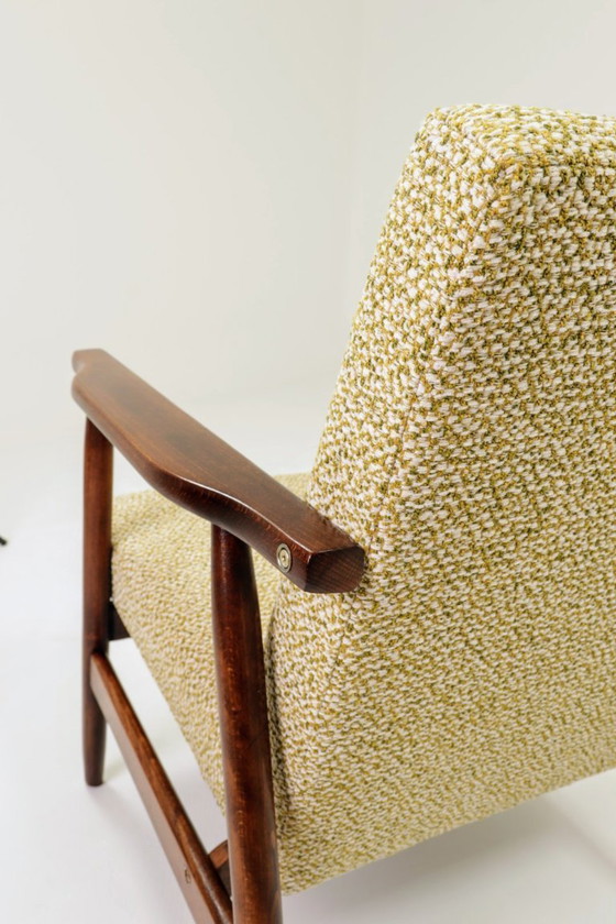 Image 1 of Fauteuil vintage vert mélange bouclé 1970 mid century modern design