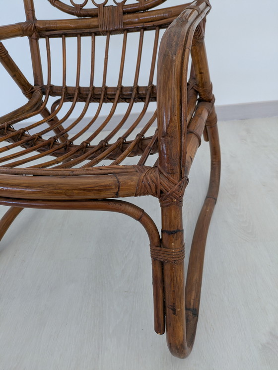 Image 1 of Salon en bambou - Fauteuils, table basse et porte-manteau - Vintage