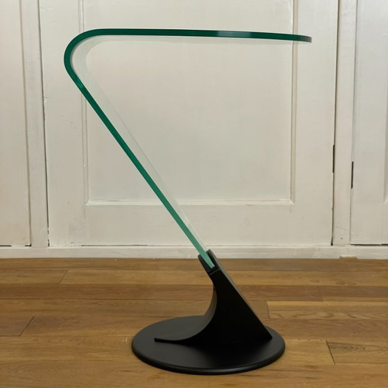 Image 1 of Table d'appoint Rimadesio – verre incurvé et métal noir mat