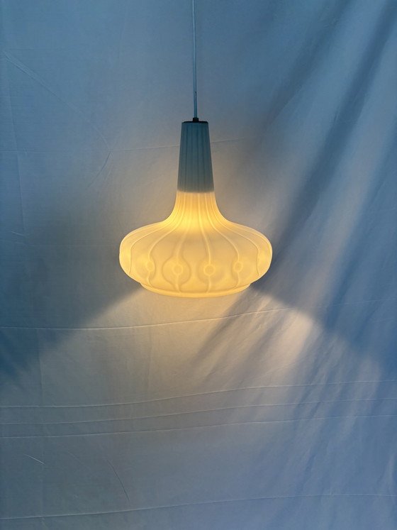 Image 1 of Vintage Peill & Putzler space age pendant lamp white frosted glass