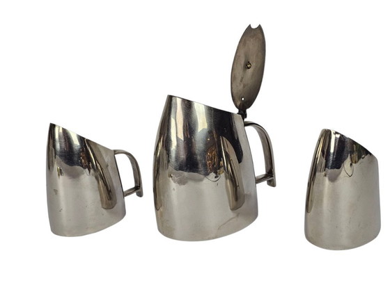 Image 1 of Art deco stijl - Hans Przyrembel - Bauhaus - koffie/thee set. (3) -  verzilverd messing  - bakeliet - 2e kwart 20e eeuw