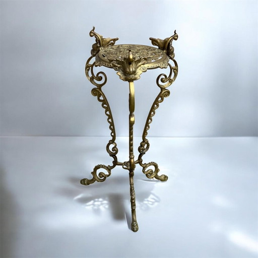 Antieke Messing Plantentafeltje | Victoriaans met Satyr-Decoraties | 1880-1920
