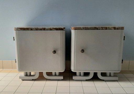 2 Nachtkastjes Art Deco Jaren '30 – Marble, Wood