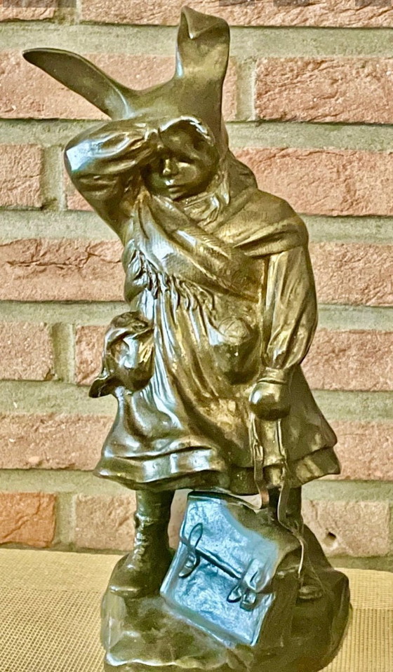 Image 1 of BRONZEN BEELDJE “LOUIS OURY” ca. 1910