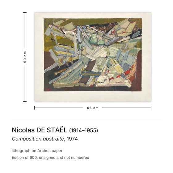 Nicolas DE STAËL Lithographie Komposition abstraite 1974 – Lithographien & Drucke, Paper (photo 3 of 5)