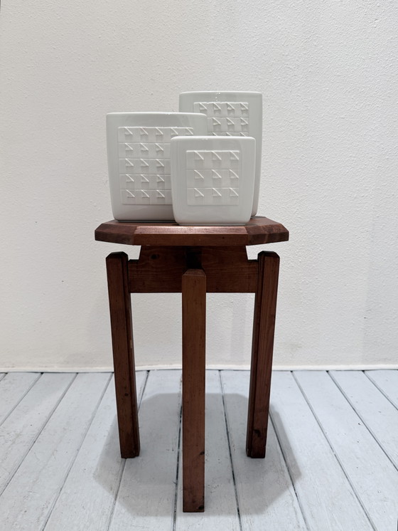 Vintage Brutalist Solid Wood Stool / Side Table (photo 12 of 12)