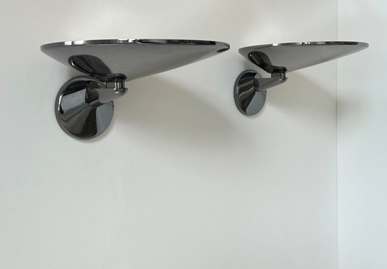 Image 1 of Coppia di applique vintage, metallo cromato, Italia 1970