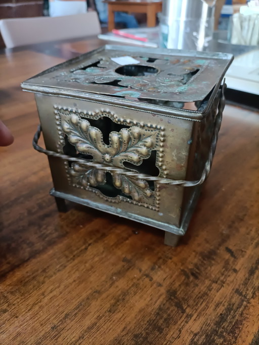 Antique petroleum warmer - copper/brass - vintage decor