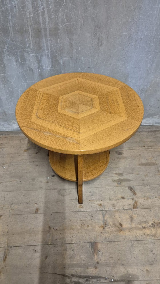 Vintage Round Wooden Coffee Table with Lower Shelf, 20th Century, 52 × 58 cm, Brown (photo 12 of 12)