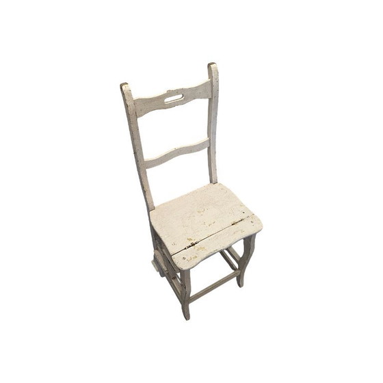 Antiker französischer weißer Metamorphose-Leiterstuhl, um 1900 – Klappstühle, Wood (photo 4 of 7)