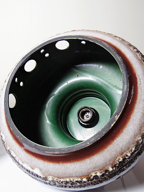 Paar Große Herda Emaillierte Keramik Pendelleuchten, 1970er Jahre – Ceramic (photo 10 of 13)
