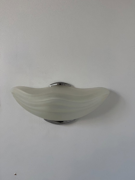 Image 1 of Paire d'appliques en chrome et verre sablé, Italie, 1970