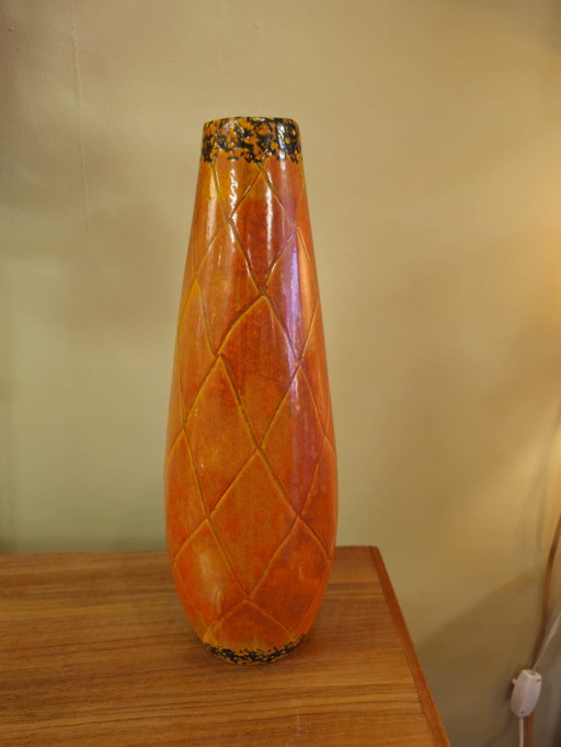 Vintage Orange Green Ceramic Vase Small Vase Germany