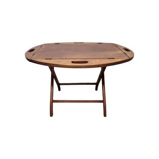 Vintage Mahagoni Couchtisch mit Tablett, 1970er Jahre
