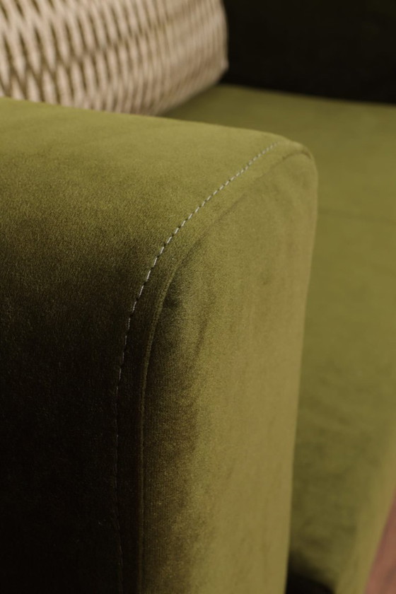 Image 1 of Vintage sofa 2 places deep olive green modern design 