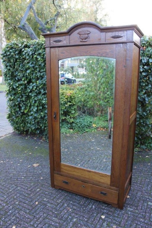 Armoire vintage années 50-60, avec sections penderie et étagères, 4 étagères